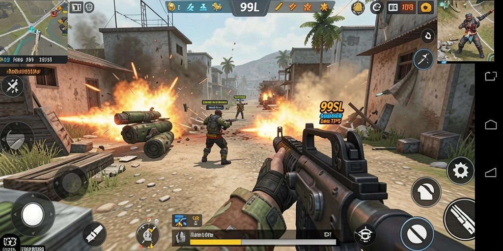 Screenshot gameplay 99SL menampilkan pertempuran TPS yang mendebarkan.
