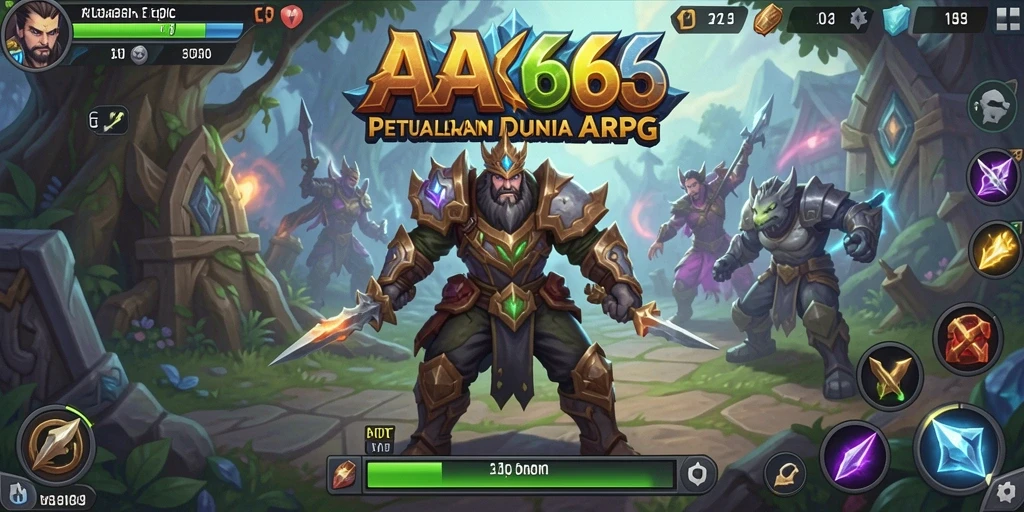 Screenshot gameplay utama AA666 menampilkan pertarungan epic dalam dunia ARPG.