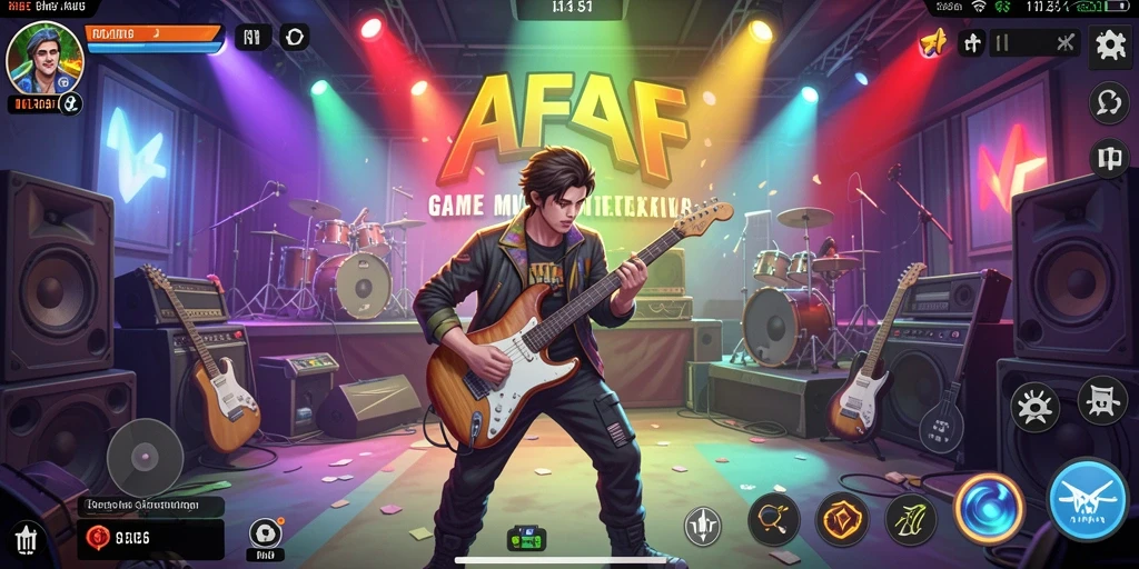 Tampilan gameplay AFAF yang penuh warna dan berinteraksi dengan musik