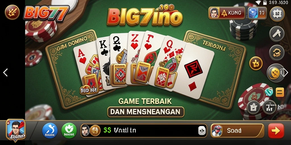 Gameplay seru BIG77 dengan tampilan kartu Domino yang menarik.