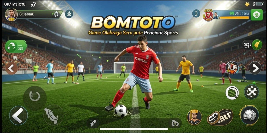 Screenshot gameplay BOMTOTO dengan aksi olahraga yang mendebarkan.