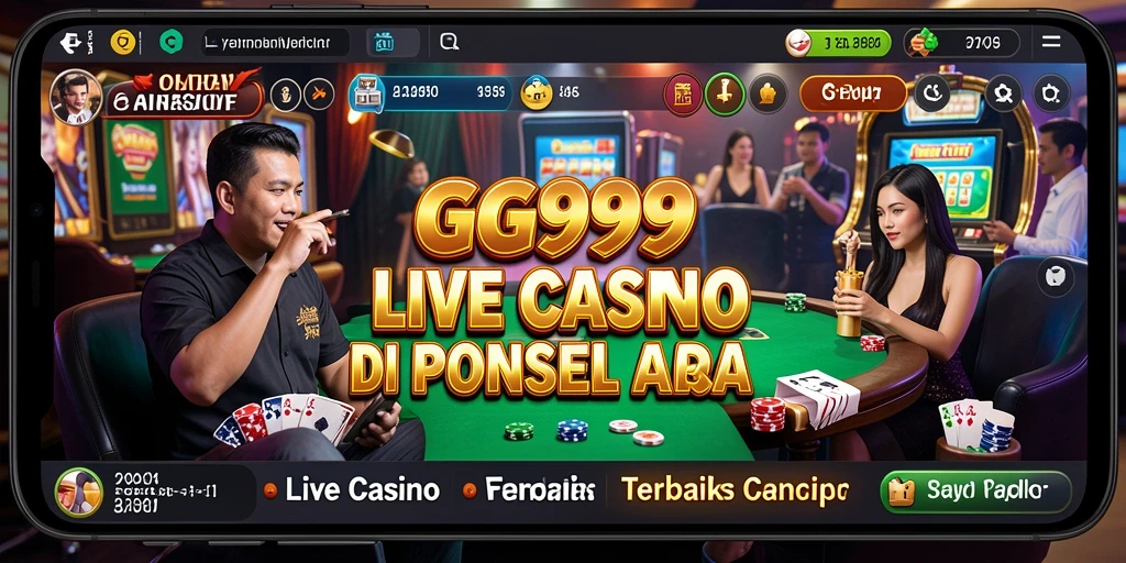 Screenshot gameplay GG999 menunjukkan dealer langsung dan suasana kasino yang nyata.