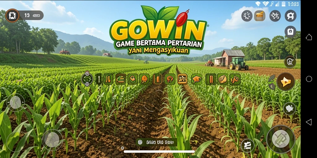 Tampilan screenshot GOWIN menunjukkan aktivitas pertanian yang seru dan menarik.