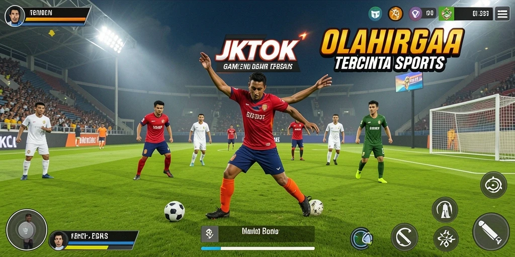 Tampilan utama gameplay JKTOK menampilkan aksi seru olahraga.