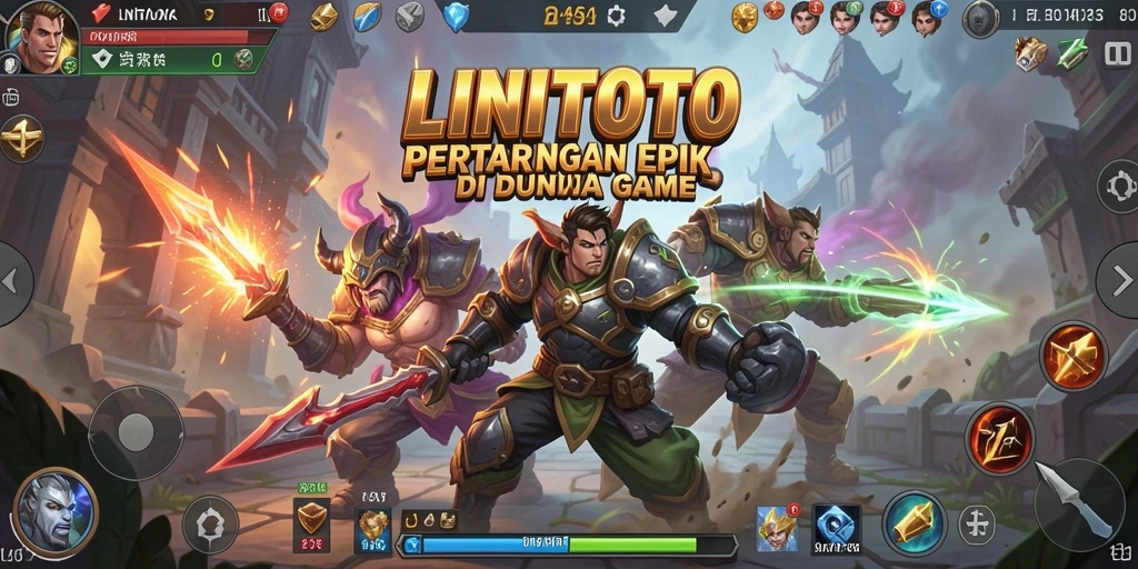 Screenshot utama menunjukkan pertarungan mendebarkan dalam LINITOTO.