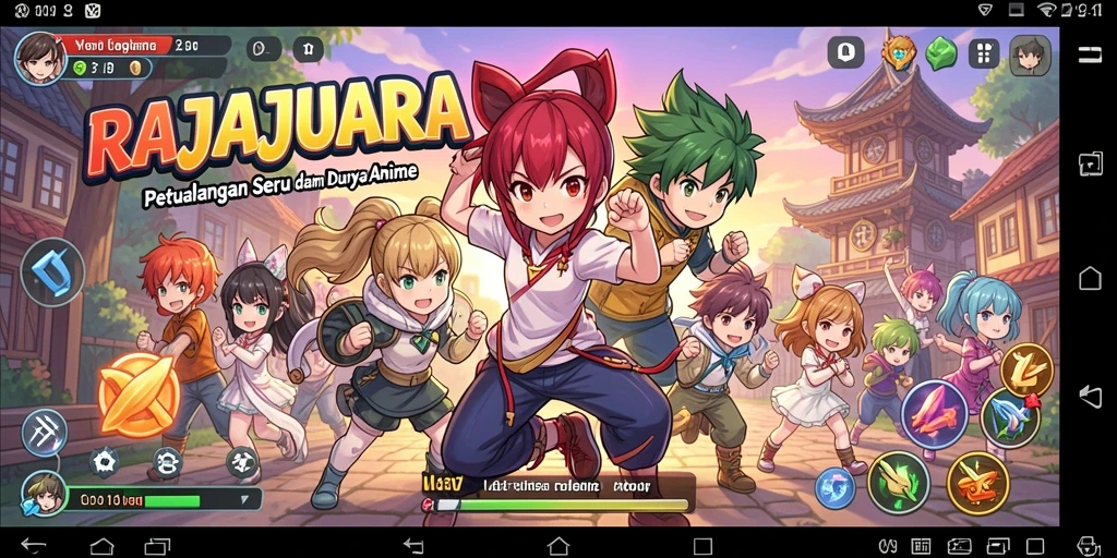 Menampilkan karakter Anime dalam aksi petualangan seru.