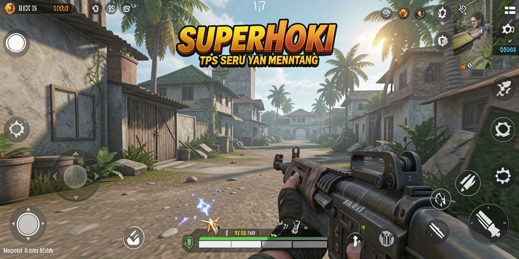 Tampilan seru gameplay SUPERHOKI dalam aksi TPS.