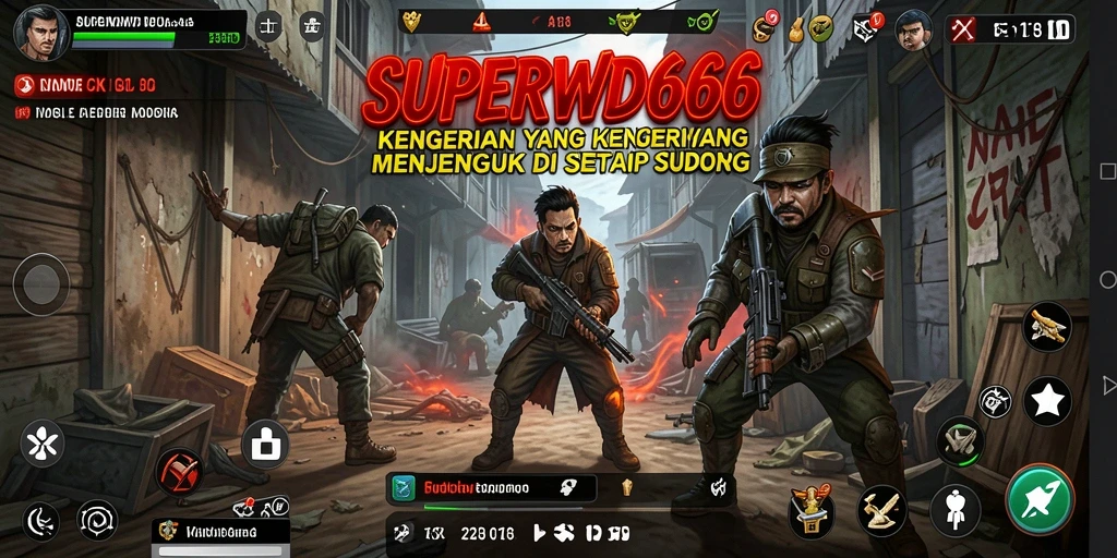 Tangkapan layar dari gameplay SUPERWD666 menunjukkan momen menakutkan di dalam rumah berhantu.