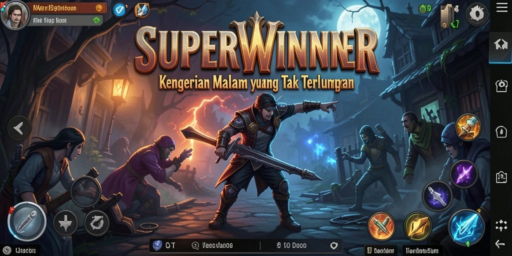 Gameplay SUPERWINNER menakutkan dengan suasana gelap dan mencekam.