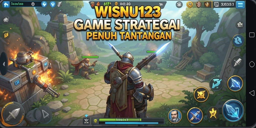 Tampilan gameplay WISNU123 dengan pertarungan strategi intens.