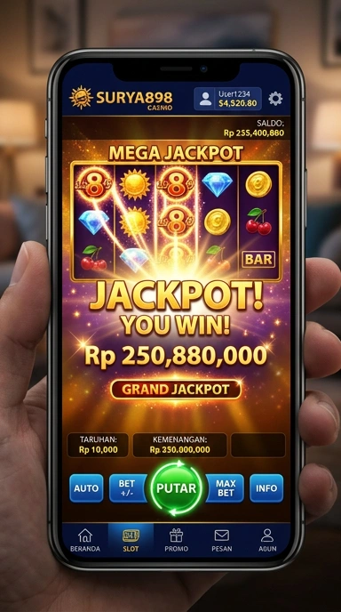 Tampilan utama aplikasi Surya898 yang menarik dan informatif.